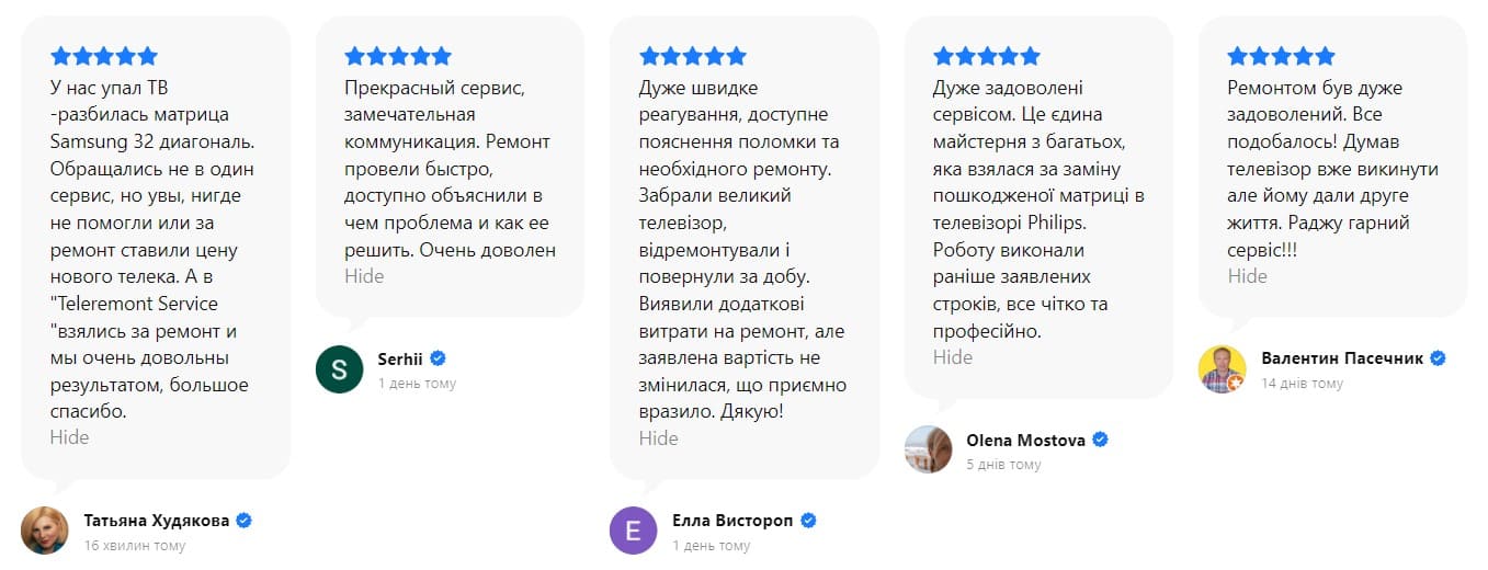 Teleremont Київ відгуки 5 зірок